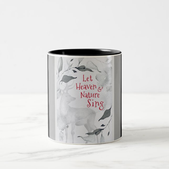 Let Heaven & Nature Sing, Christmas Carol Two-Tone Coffee Mug (Center)