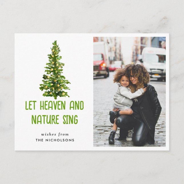 Let Heaven & Nature Sing Christmas Tree Mom Photo Postcard (Front)