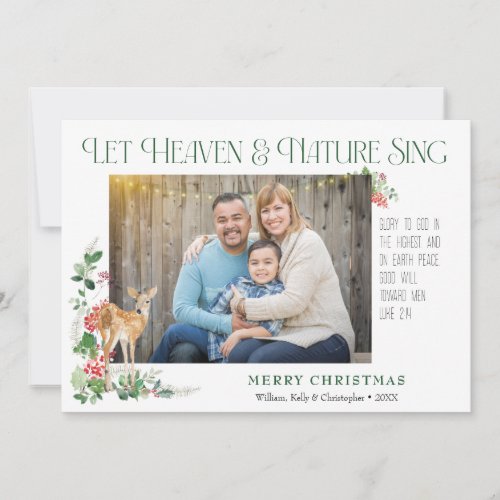 Let Heaven  Nature Sing Custom Photo Woodland Holiday Card