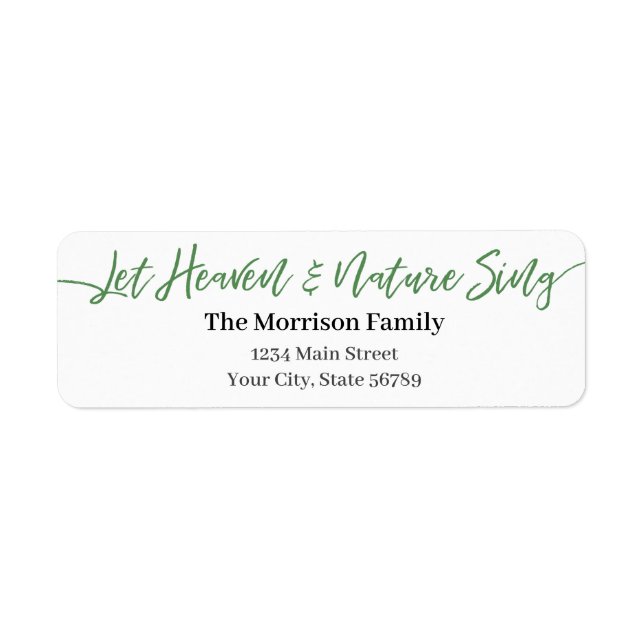 Let Heaven & Nature Sing green script Label (Front)