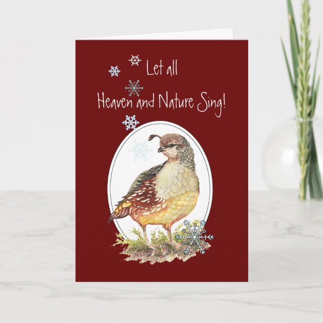 Let Heaven & Nature Sing Scripture Christmas Bird Holiday Card (Front)