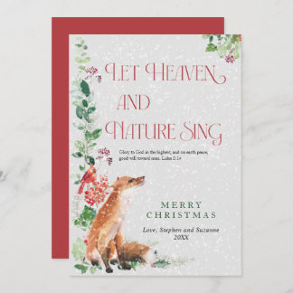 Let Heaven & Nature Sing Watercolor Woodland Holiday Card