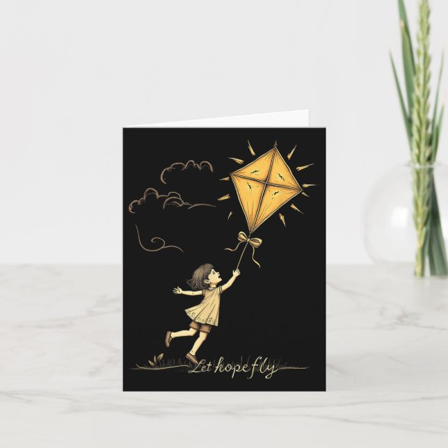 Let Hope Fly Pediatric Cancer Awareness September  Card (Front)