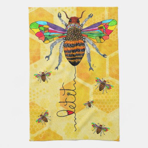 Let it Be Bumble Bee Honey Apiarist Kitchen Towel