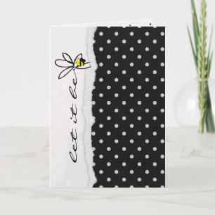 "let it be" quote-white polka dot flower and bee card