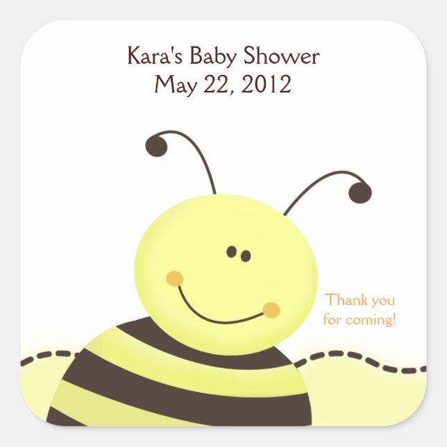Let it Bee Bumble Bee SQUARE Favor Sticker (Front)