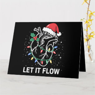 Let It Flow Anatomy Heart Cardiac Nurse Santa Hat Card
