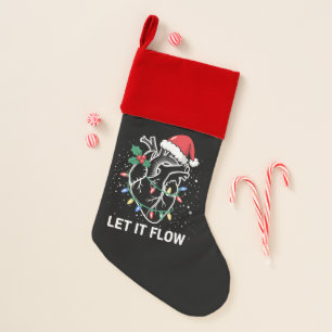 Let It Flow Anatomy Heart Cardiac Nurse Santa Hat Christmas Stocking