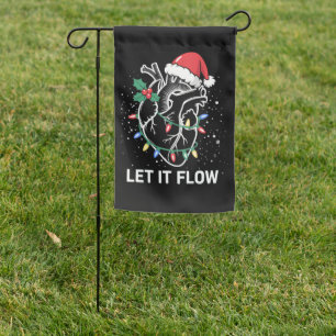 Let It Flow Anatomy Heart Cardiac Nurse Santa Hat Garden Flag