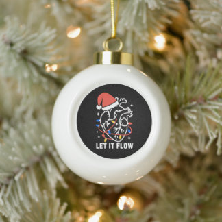 Let It Flow Christmas Anatomical Heart Lights Xmas Ceramic Ball Christmas Ornament