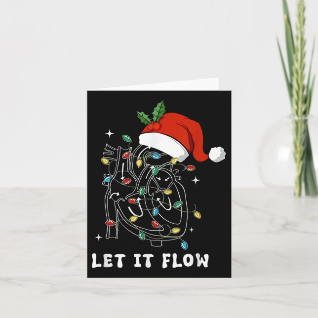Let It Flow Christmas Cardiac Nurse Heart Anatomy  Card (Front)