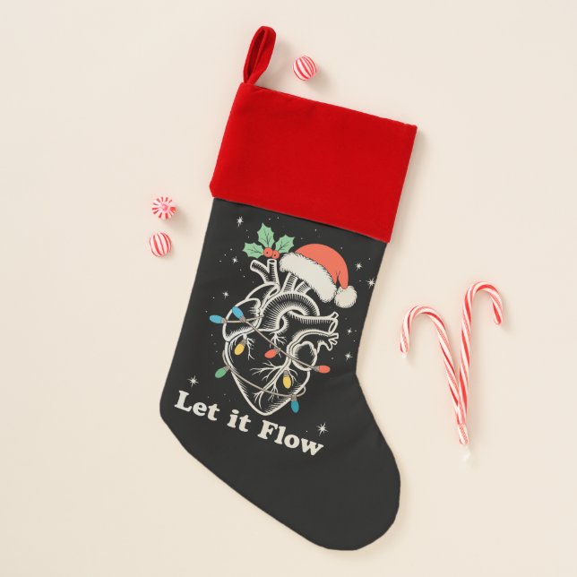 Let It Flow Heart Cardiac Nurse Christmas Xmas Christmas Stocking (Front)