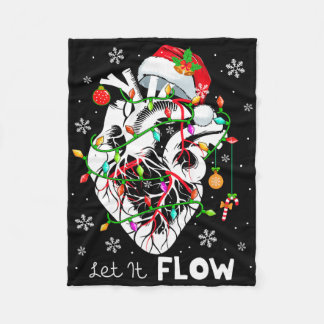 Let It Flowing Xmas Anatomy Santa Heart Part Cardi Fleece Blanket