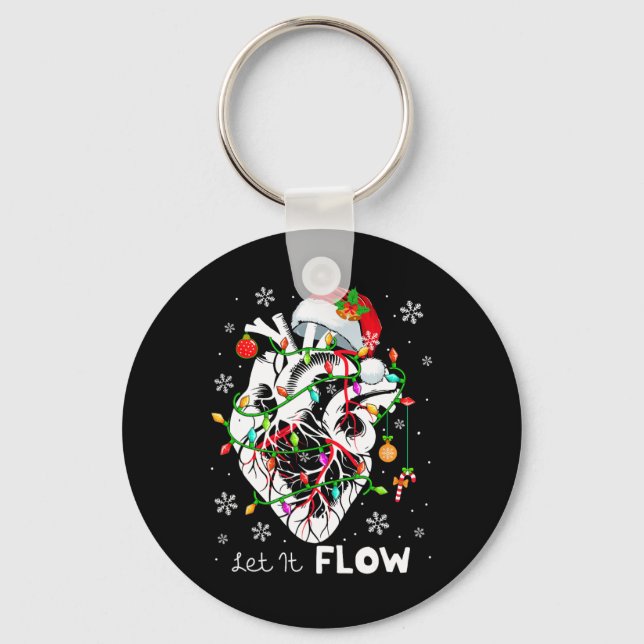 Let It Flowing Xmas Anatomy Santa Heart Part Cardi Keychain (Front)