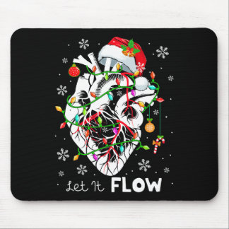 Let It Flowing Xmas Anatomy Santa Heart Part Cardi Mouse Pad