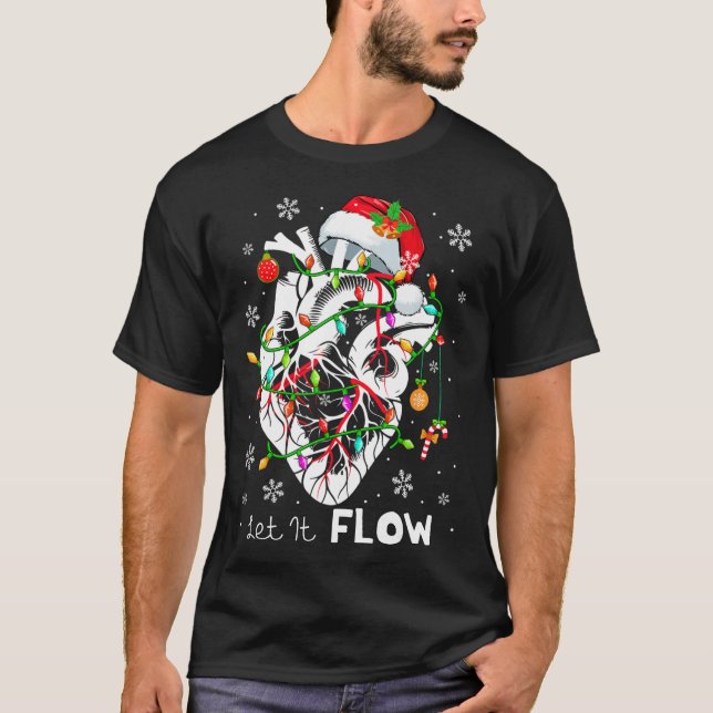 Let It Flowing Xmas Anatomy Santa Heart Part Cardi T-Shirt (Front)