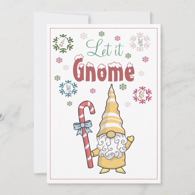 Let it Gnome Snow Snowflakes Christmas Card (Front)
