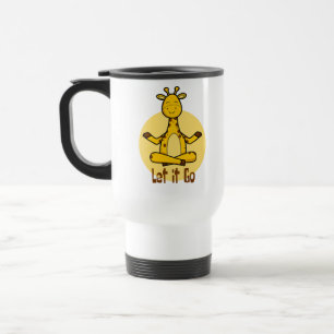 Let it go Kawaii giraffe practicing yoga yellow  Travel Mug