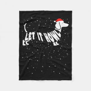 Let It Howl Snow Funny Pun Winter Dachshund Mom Ch Fleece Blanket