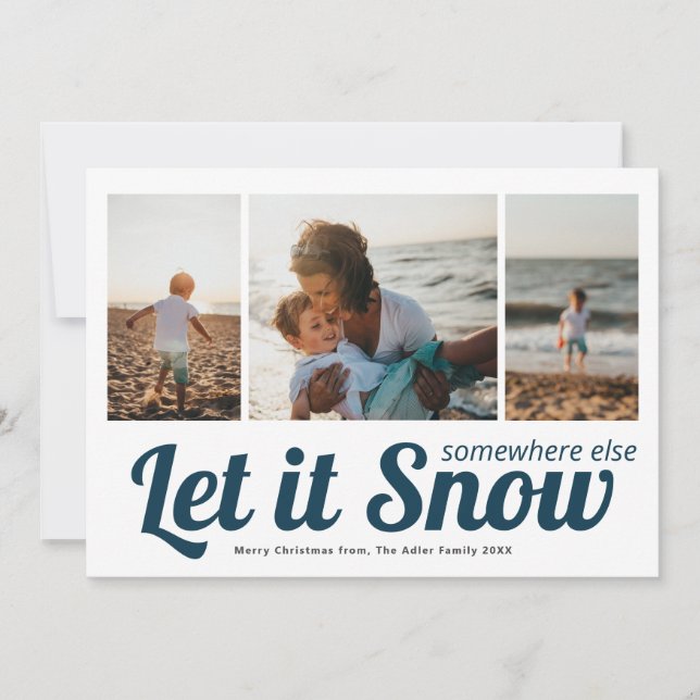 Let it Snow 3 Photo Collage Christmas Card (Front)
