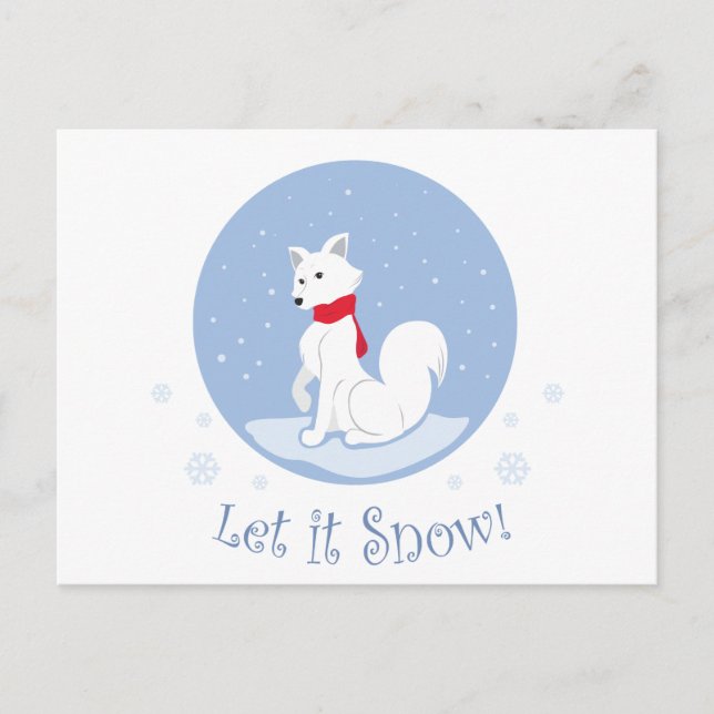 Let It Snow! (Arctic Fox) Holiday Postcard (Front)