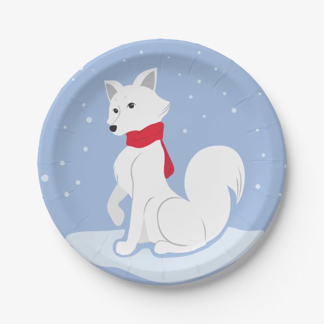Let It Snow! (Arctic Fox) Paper Plates (Front)