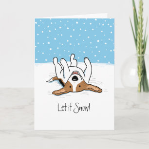 Let it Snow Beagle   Cute Winter Dog Christmas Holiday Card