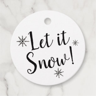 Let it Snow Black and White Snowflake Favor Tags
