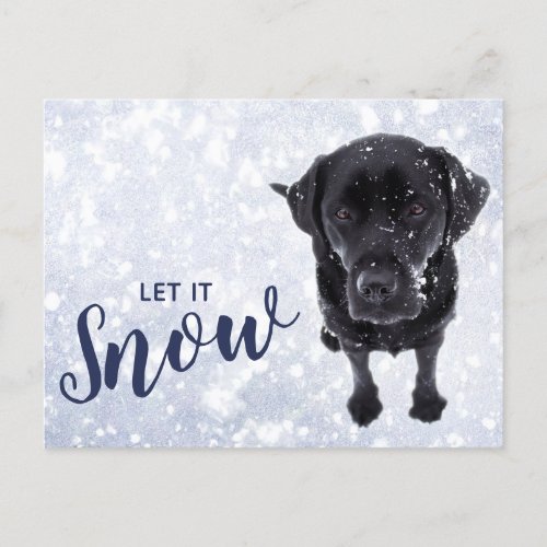 Let it Snow Black Labrador Dog Postcard