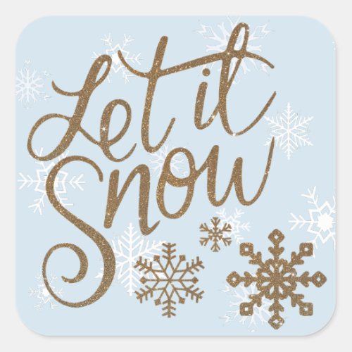 Let it Snow Blue and Gold Christmas Stickers