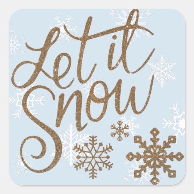 Let it Snow Blue and Gold Christmas Stickers (Front)