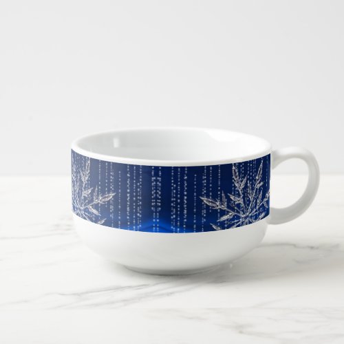 Let it Snow Blue Christmas Soup Bowl