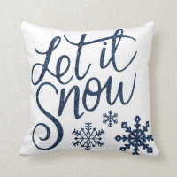 Let It Snow Blue Christmas Sparkle Pillow