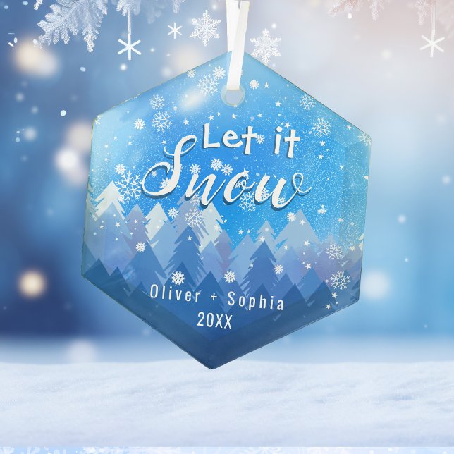 Let it Snow Blue Crystal  Glass Ornament (Creator Uploaded)