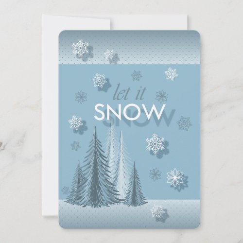 Let It Snow Blue Photo Invitation