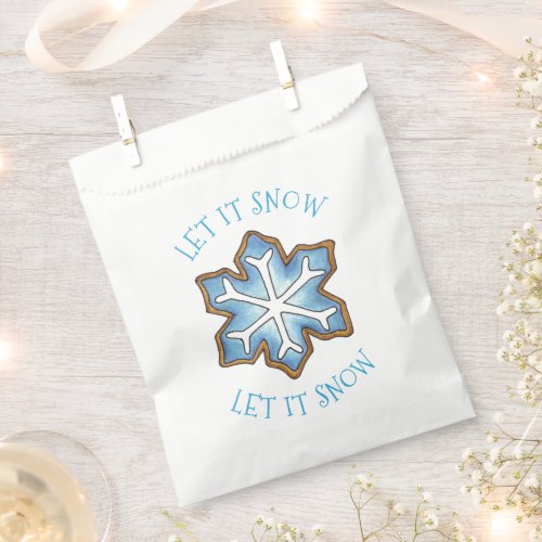 LET IT SNOW Blue Snowflake Sugar Cookie Winter Favor Bag