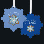 LET IT SNOW Blue Snowflake Sugar Cookie Winter Ornament Card<br><div class="desc">Ornament card features an original marker illustration of a blue snowflake sugar cookie,  with LET IT SNOW in a fun blue font. Just personalize with your information.

Don't see what you're looking for? Need help with customization? Contact Rebecca to have something created just for you.</div>