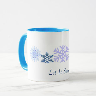 Let it Snow Blue Snowflakes Mug