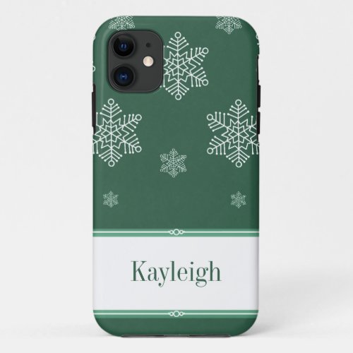 Let it Snow BT iPhone 5 Case Green iPhone 11 Case