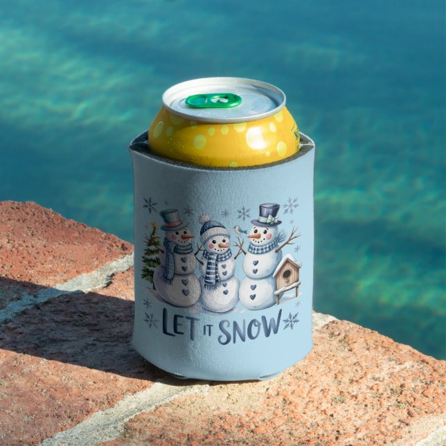 Let It Snow Buffalo Plaid Christmas Family Winter  Can Cooler (In Situ Pool)