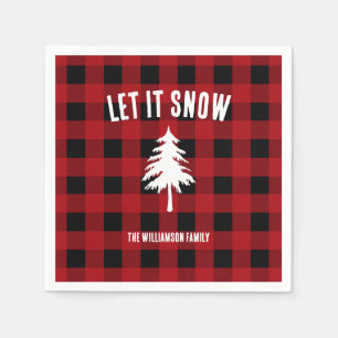 Let It Snow Buffalo Plaid Holiday Napkins