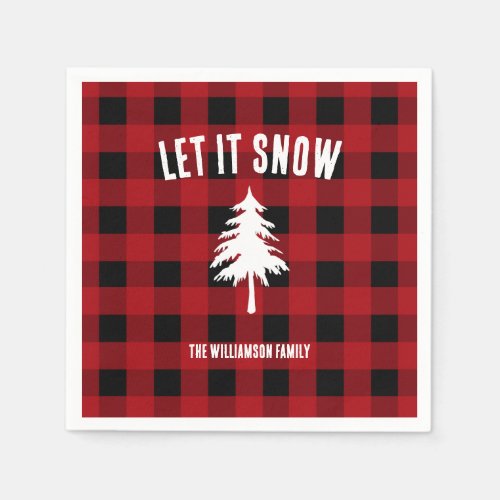 Let It Snow Buffalo Plaid Holiday Napkins