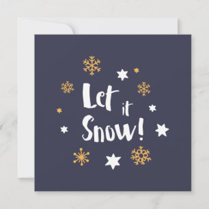 "Let it Snow!" Calligraphy Christmas Blue Holiday Card