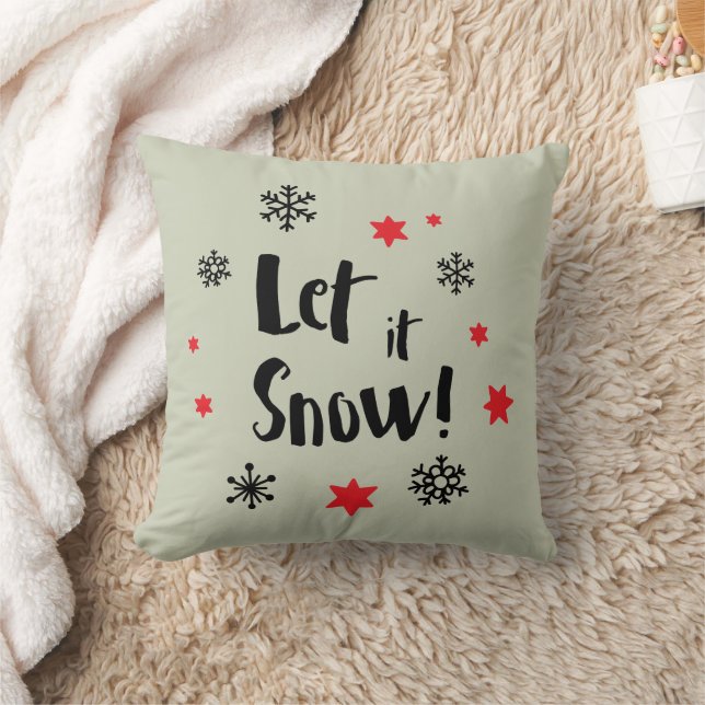 "Let it Snow!"  Calligraphy Christmas Throw Pillow (Blanket)