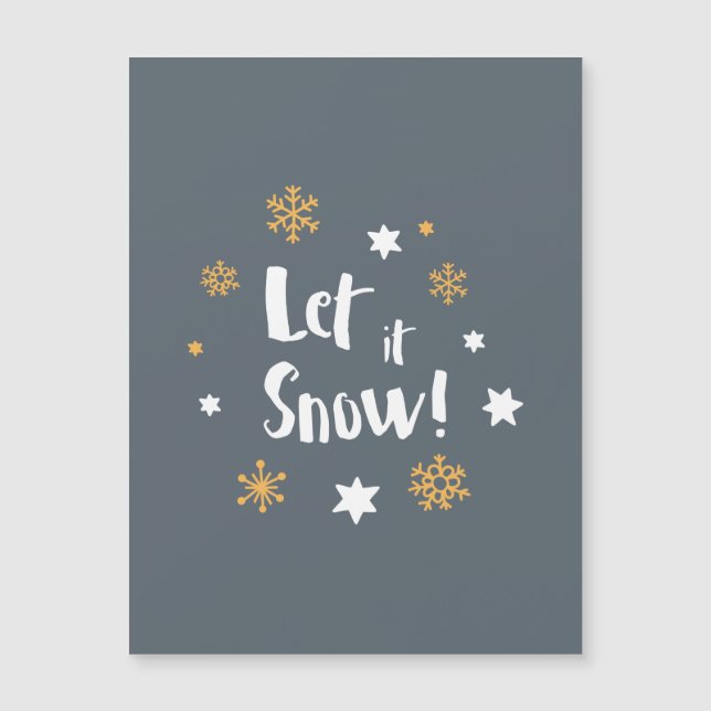 "Let it Snow!"  Calligraphy Modern Gray Christmas (Front)
