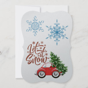 Let It Snow Car Hauling Pine Tree Personalize Card