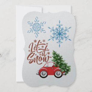 Let It Snow Car Hauling Pine Tree Personalize Card