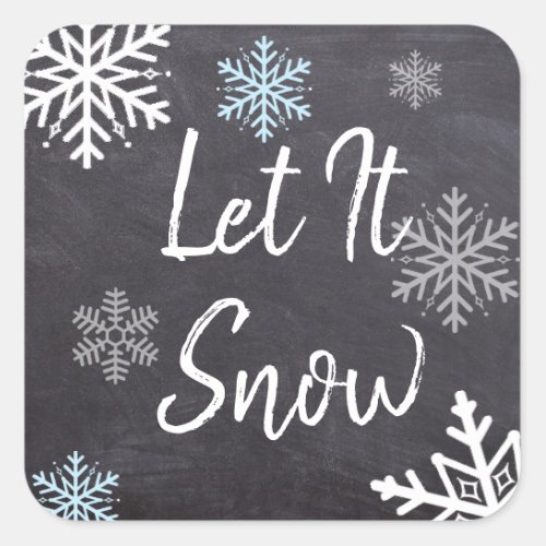 Let It Snow Chalkboard Style Background Christmas Square Sticker
