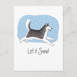 "Let it Snow!" Cheerful Dog Design Holiday Postcard