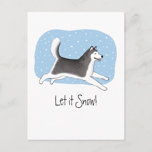 Let it Snow Cheerful Dog Design Holiday Postcard